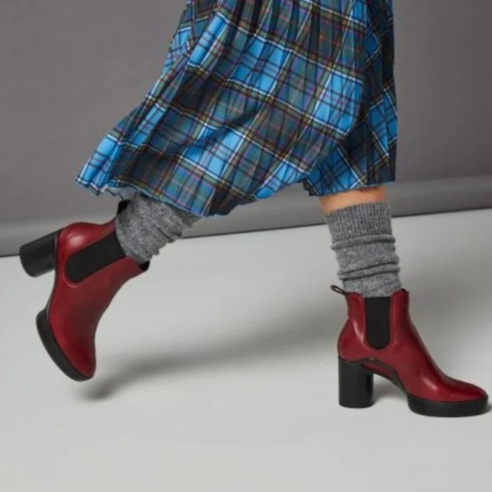 ECCO Shape Sculpted Motion 35 Red Maroon Leather Comfy Ankle Booties Boots 8